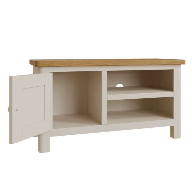 Oliver Classic Oak Wood White TV Stand With Storage