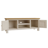 Oliver Classic Oak Wood White TV Stand With Storage