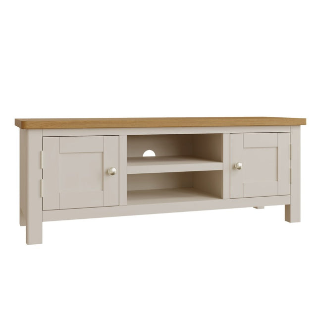 Oliver Classic Oak Wood White TV Stand With Storage