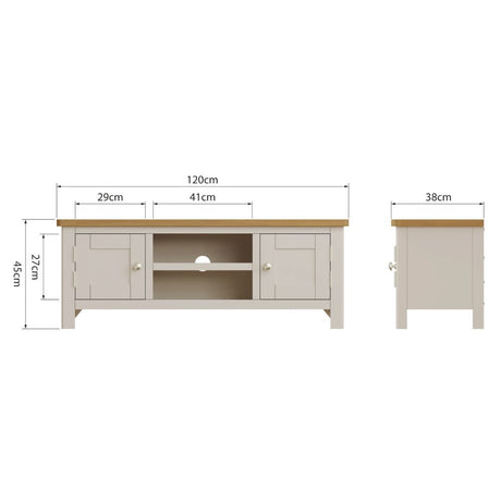 Oliver Classic Oak Wood White TV Stand With Storage