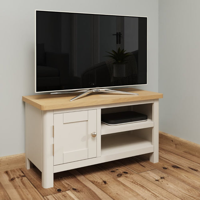 Oliver Classic Oak Wood White TV Stand With Storage