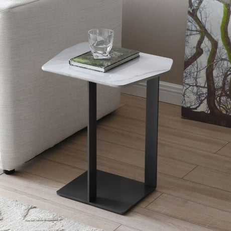 Modern-Oblong-Square-Side-Table-With-White-Marble-Sintered-Stone-Top-and-Black-Metal-Base