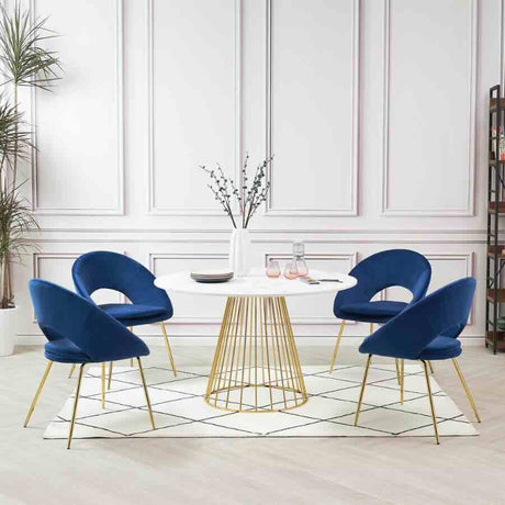 Malahide Modern Open Back Blue Velvet Dining Chairs Set of 2