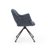 Modern-Open-Back-Dark-Blue-Fabric-Dining-Chair-Black-Metal-Pyramid-Legs-Set-of-2