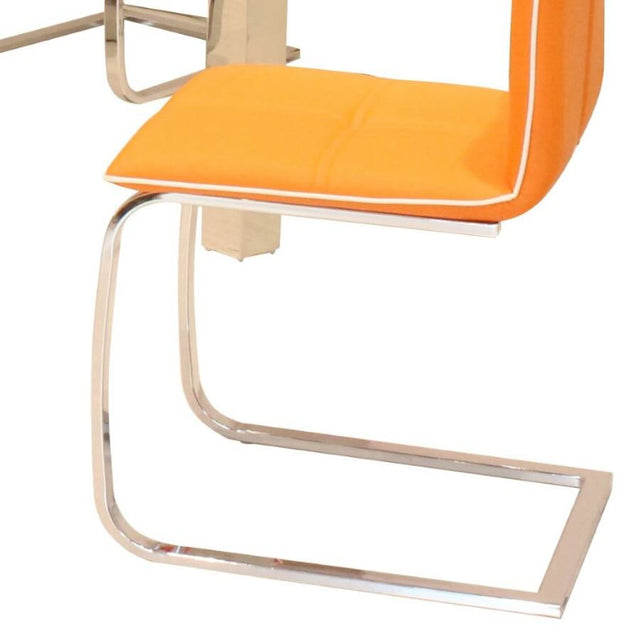 Modern-Orange-Faux-Leather-Cantilever-Dining-Chair-With-Chrome-Base-Set-of-2