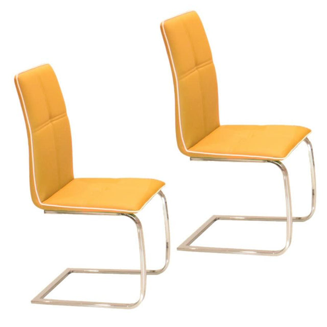 Modern-Orange-Faux-Leather-Cantilever-Dining-Chair-With-Chrome-Base-Set-of-2