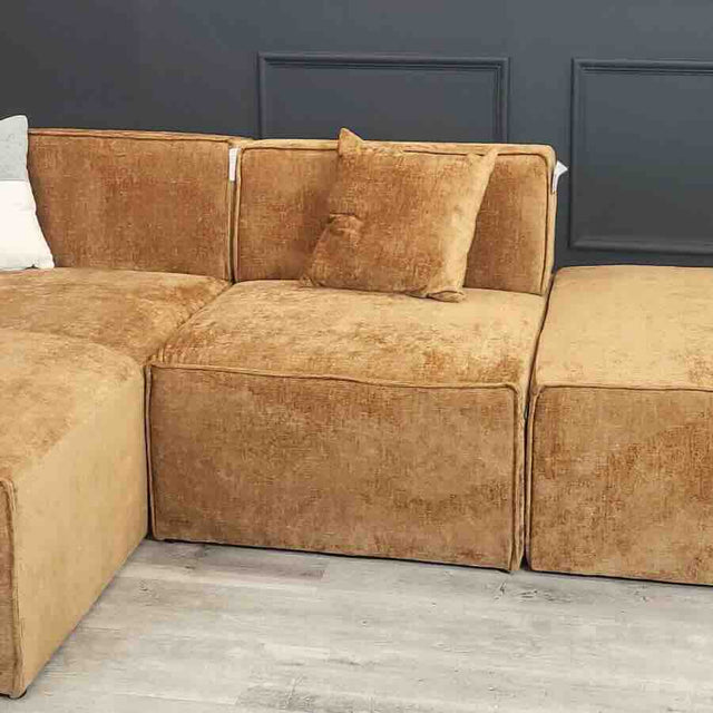 Modern-Orange-Grey-Chenille-Fabric-Corner-Sectional-Sofa-4-Seater-260cm