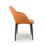 Modern-Orange-Velvet-Open-Back-Dining-Chair-Black-Metal-Legs-Set-of-2