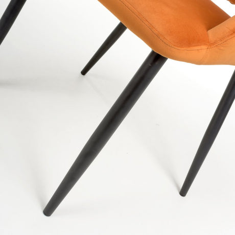 Modern-Orange-Velvet-Open-Back-Dining-Chair-Black-Metal-Legs-Set-of-2