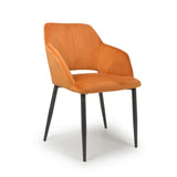 Modern-Orange-Velvet-Open-Back-Dining-Chair-Black-Metal-Legs-Set-of-2