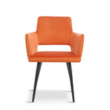 Modern-Orange-Velvet-Open-Back-Dining-Chair-Black-Metal-Legs