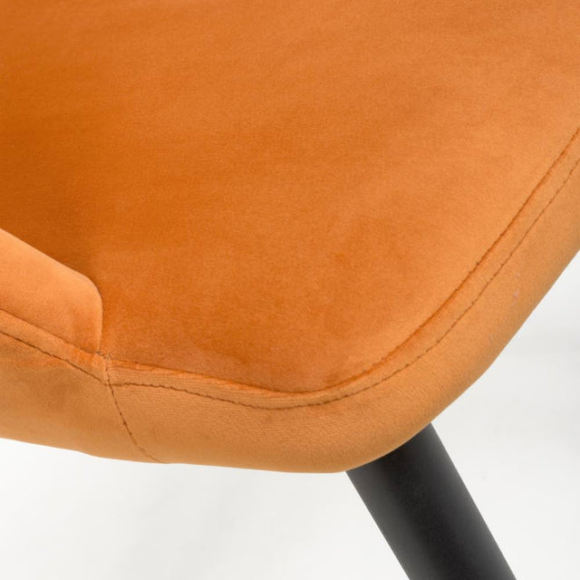 Modern-Orange-Velvet-Open-Back-Dining-Chair-Black-Metal-Legs-Set-of-2