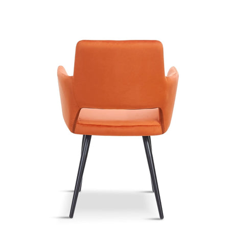 Modern-Orange-Velvet-Open-Back-Dining-Chair-Black-Metal-Legs