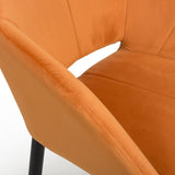 Modern-Orange-Velvet-Open-Back-Dining-Chair-Black-Metal-Legs-Set-of-2