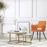 Modern-Orange-Velvet-Open-Back-Dining-Chair-Black-Metal-Legs-Set-of-2