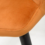 Modern-Orange-Velvet-Open-Back-Dining-Chair-Black-Metal-Legs-Set-of-2