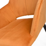 Modern-Orange-Velvet-Open-Back-Dining-Chair-Black-Metal-Legs-Set-of-2