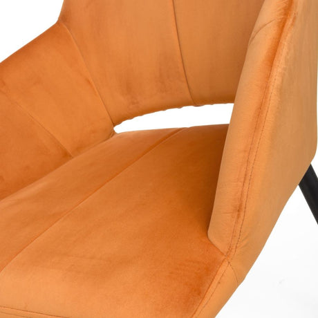 Modern-Orange-Velvet-Open-Back-Dining-Chair-Black-Metal-Legs-Set-of-2