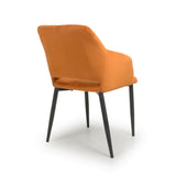 Modern-Orange-Velvet-Open-Back-Dining-Chair-Black-Metal-Legs-Set-of-2