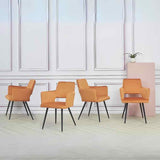 Modern-Orange-Velvet-Open-Back-Dining-Chair-Black-Metal-Legs