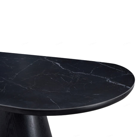 Eclipse Modern Oval Black Marble Stone Dining Table 200cm