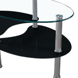 Modern-Oval-Glass-Top-Coffee-Table-With-Black-High-Gloss-Double-Shelf-Metal-Legs-90cm