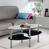 Modern-Oval-Glass-Top-Coffee-Table-With-Black-High-Gloss-Double-Shelf-Metal-Legs-90cm