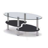 Modern-Oval-Glass-Top-Coffee-Table-With-Black-High-Gloss-Double-Shelf-Metal-Legs-90cm