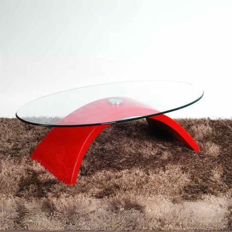 Modern-Oval-Glass-Top-Coffee-Table-With-Curved-Red-High-Gloss-Base-110cm