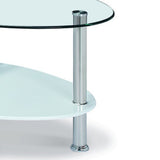 Modern-Oval-Glass-Top-Coffee-Table-With-White-High-Gloss-Double-Shelf-Metal-Legs-90cm