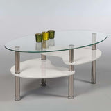 Modern-Oval-Glass-Top-Coffee-Table-With-White-High-Gloss-Double-Shelf-Metal-Legs-90cm