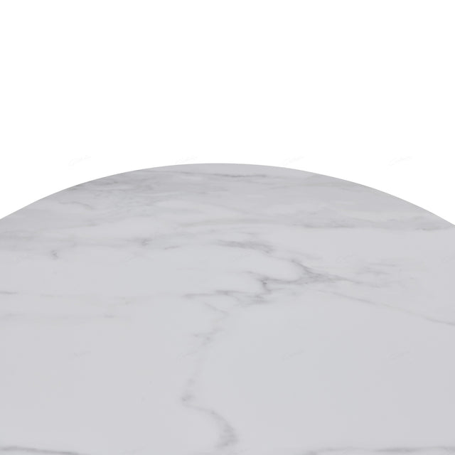 Modern Oval White Marble Stone Dining Table With Wood Base 200cm