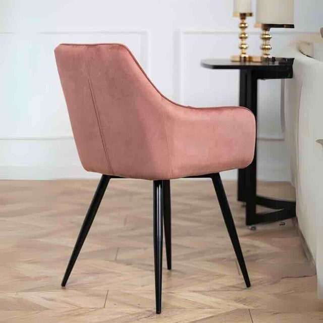 Modern-Pink-Velvet-Diamond-Stitched-Dining-Chair-Black-Metal-Legs-Set-of-2