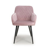 Modern-Pink-Velvet-Diamond-Stitched-Dining-Chair-Black-Metal-Legs-Set-of-2