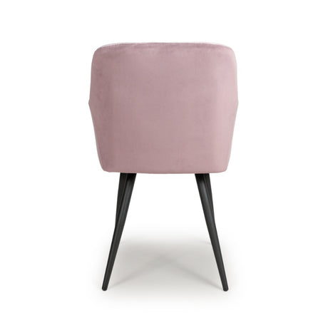 Modern-Pink-Velvet-Diamond-Stitched-Dining-Chair-Black-Metal-Legs-Set-of-2