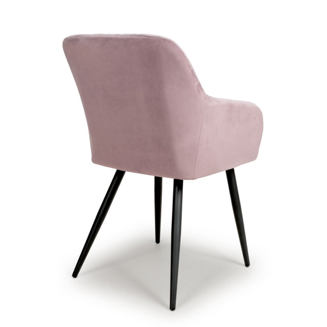 Modern-Pink-Velvet-Diamond-Stitched-Dining-Chair-Black-Metal-Legs-Set-of-2