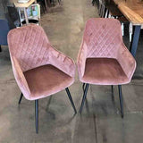 Modern-Pink-Velvet-Diamond-Stitched-Dining-Chair-Black-Metal-Legs-Set-of-2