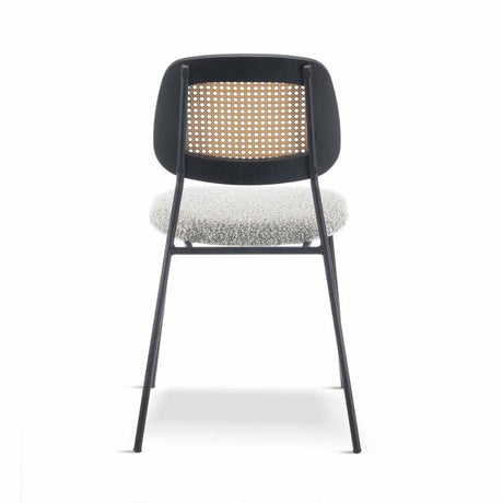       Modern-Rattan-_-Grey-Boucle-Dining-Chair-Black-Metal-Legs-Set-of-4