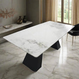 Ravenna Modern 180cm Rectangular 8 Seater White Marble Ceramic Dining Table