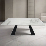 Ravenna Modern 180cm Rectangular 8 Seater White Marble Ceramic Dining Table