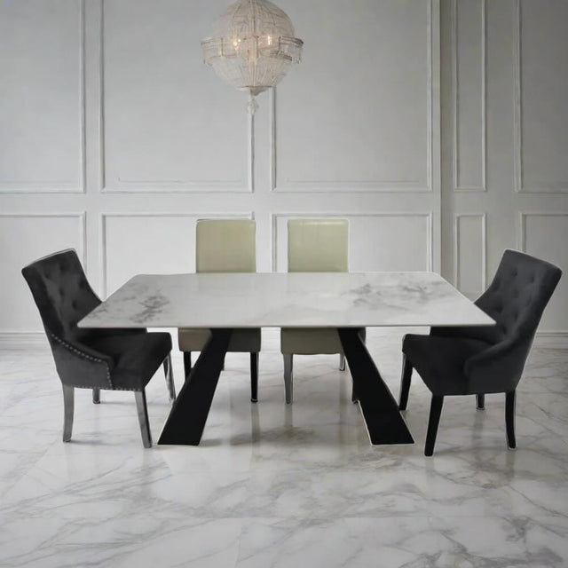 Ravenna Modern 180cm Rectangular 8 Seater White Marble Ceramic Dining Table