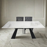 Ravenna Modern 180cm Rectangular 8 Seater White Marble Ceramic Dining Table