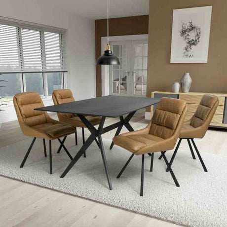 Modern-Rectangular-Black-Stone-Dining-Table-And-4-Brown-Leather-Padded-Dining-Chairs-Kitchen-Table-Set-160cm