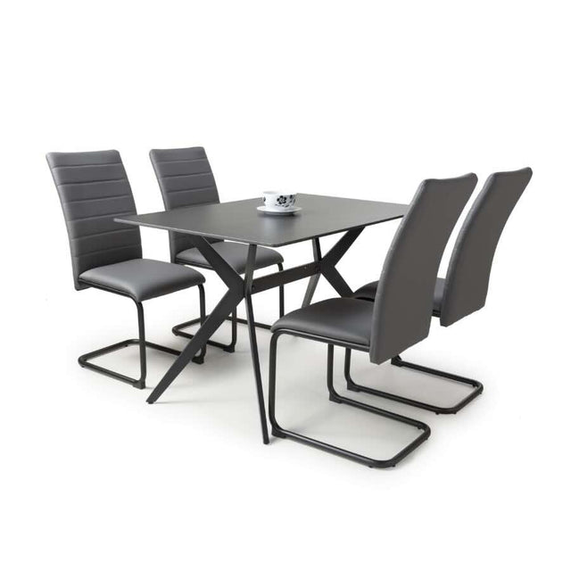 Modern-Grey-Leather-Cantilever-Dining-Chair-Horizontal-Stitched-Black-Metal-Legs-Set-of-2