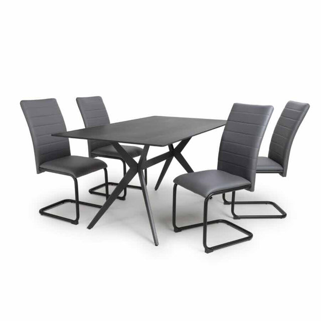 Modern-Rectangular-Black-Stone-Dining-Table-And-4-Grey-Leather-Dining-Chairs-Kitchen-Table-Set-160cm