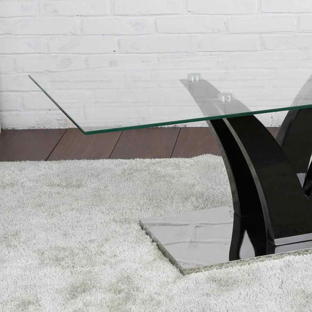 Modern-Rectangular-Glass-Coffee-Table-With-Black-High-Gloss-Pronged-Pedestal-Base-110cm