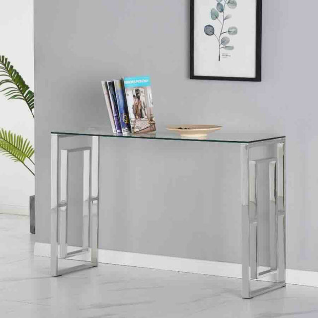 Modern-Rectangular-Glass-Console-Hallway-Table-With-Modern-Stainless-Steel-Base-120cm