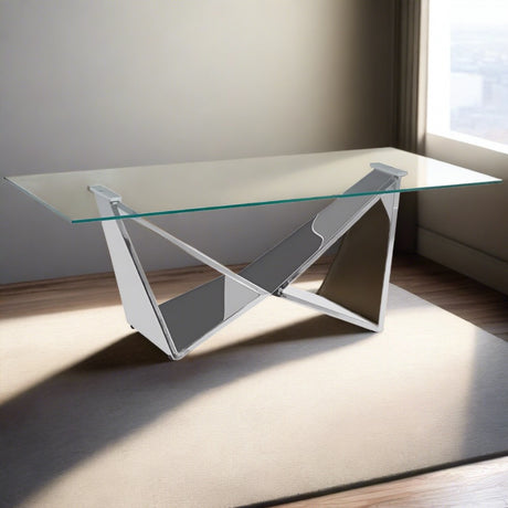 Modern-Rectangular-Glass-Top-Coffee-Table-With-Cross-Over-Angular-Metal-Base-100cm