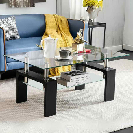 Modern-Rectangular-Glass-Top-Coffee-Table-With-Opaque-Glass-Shelf-_-Black-High-Gloss-Legs-90cm