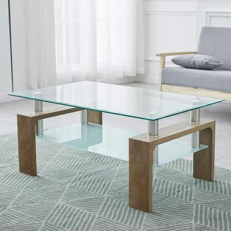 Modern-Rectangular-Glass-Top-Coffee-Table-With-Opaque-Glass-Shelf-_-Natural-Wood-Legs-90cm